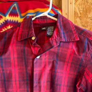 Nautica Red and Blue Plaid Kids Button Down Shirt